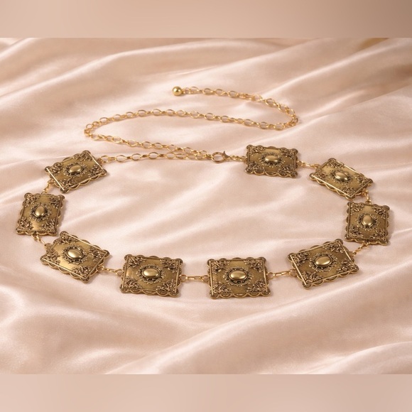Antique Gold Filigree Medallion Chain Belt main image 4